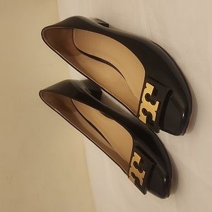 Tory Burch Gigi Patent Leather Low Block Heel Slip On Shoes Size 9.5